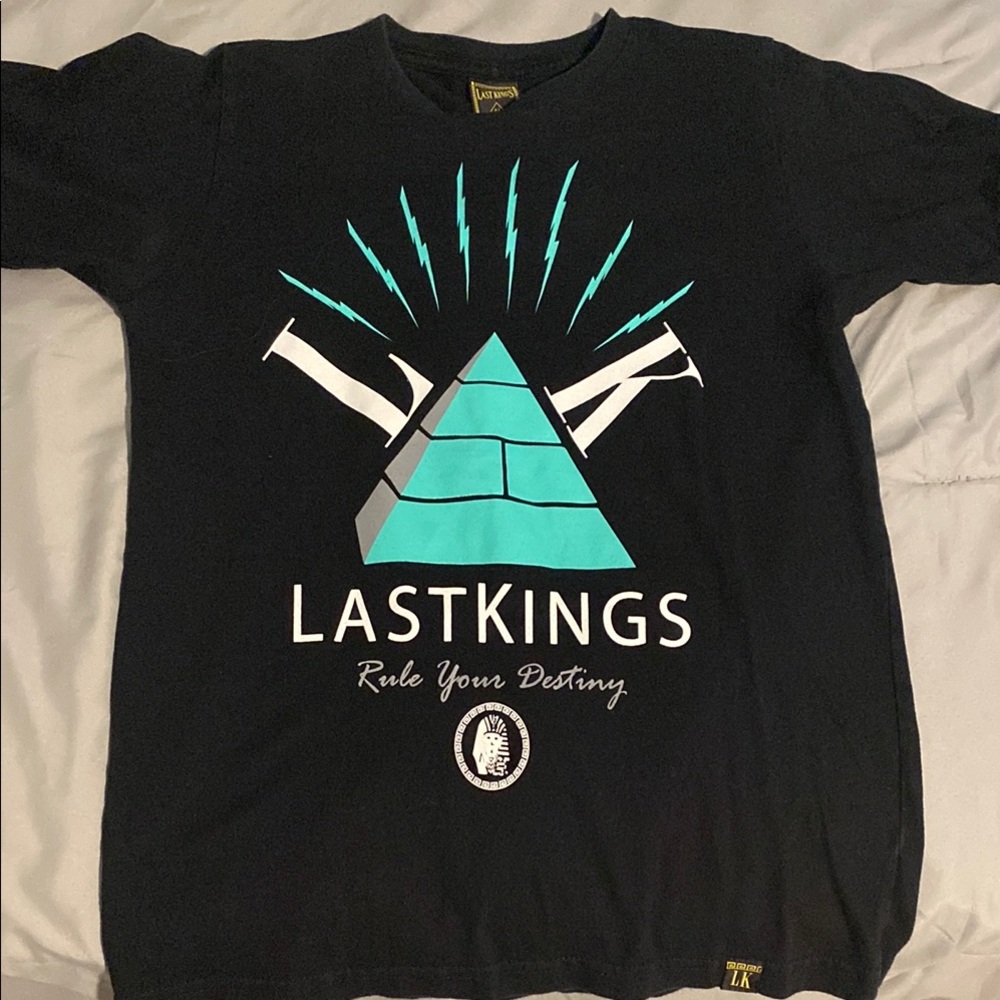 Black Crewneck Top with Gold Accents by